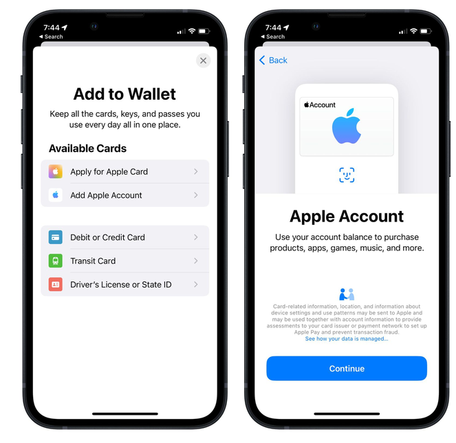 兴和苹果手机维修分享iOS 15.5钱包App如何添加 Apple 账户 